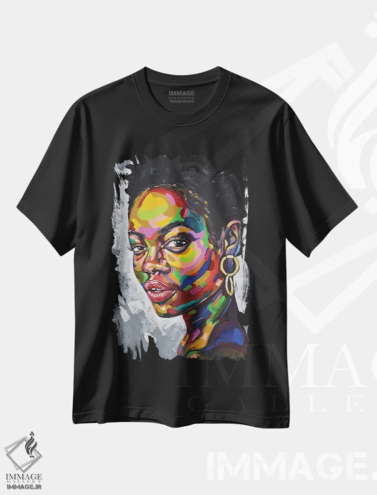 تیشرت مشکی طرح دار هدف وجود II، هنر آمریکایی آفریقایی تبار اثر دامولا آیگبایو | immage.ir
