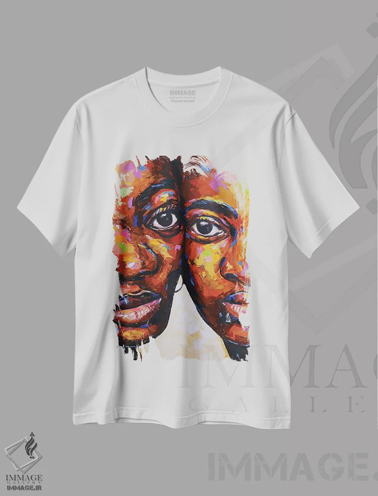 تیشرت سفید طرح دار عشق بی قید و شرط، هنر فاخر معاصر اثر دامولا آیگبایو | immage.ir