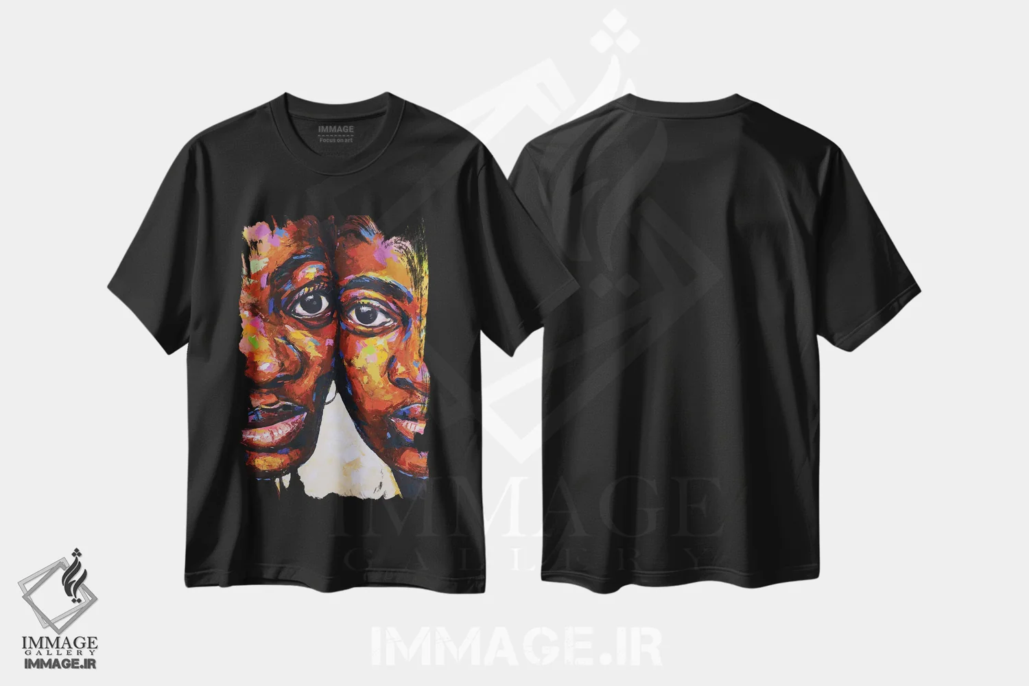 تیشرت مشکی طرح دار عشق بی قید و شرط، هنر فاخر معاصر اثر دامولا آیگبایو | فروشگاه ایماژ