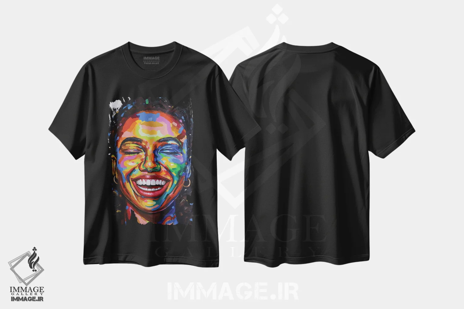 تیشرت مشکی طرح دار جشن گرفتن زندگی VI، هنر فاخر معاصر اثر دامولا آیگبایو | فروشگاه ایماژ