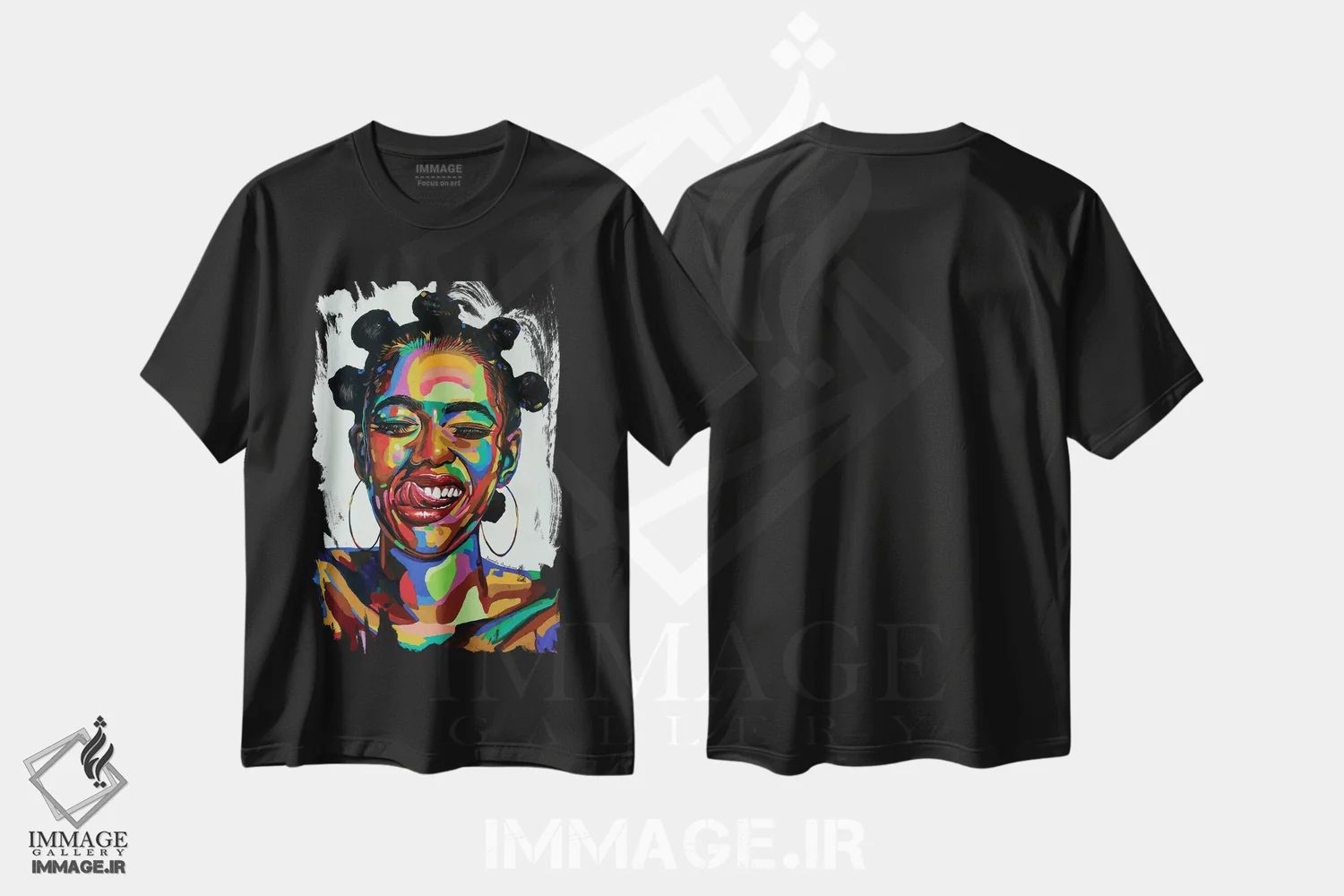 تیشرت مشکی طرح دار نیروی حیات، هنر آمریکایی آفریقایی تبار اثر دامولا آیگبایو | فروشگاه ایماژ