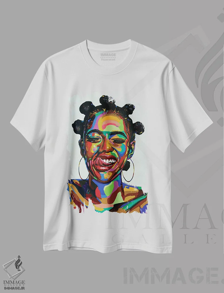 تیشرت سفید طرح دار نیروی حیات، هنر آمریکایی آفریقایی تبار اثر دامولا آیگبایو | immage.ir
