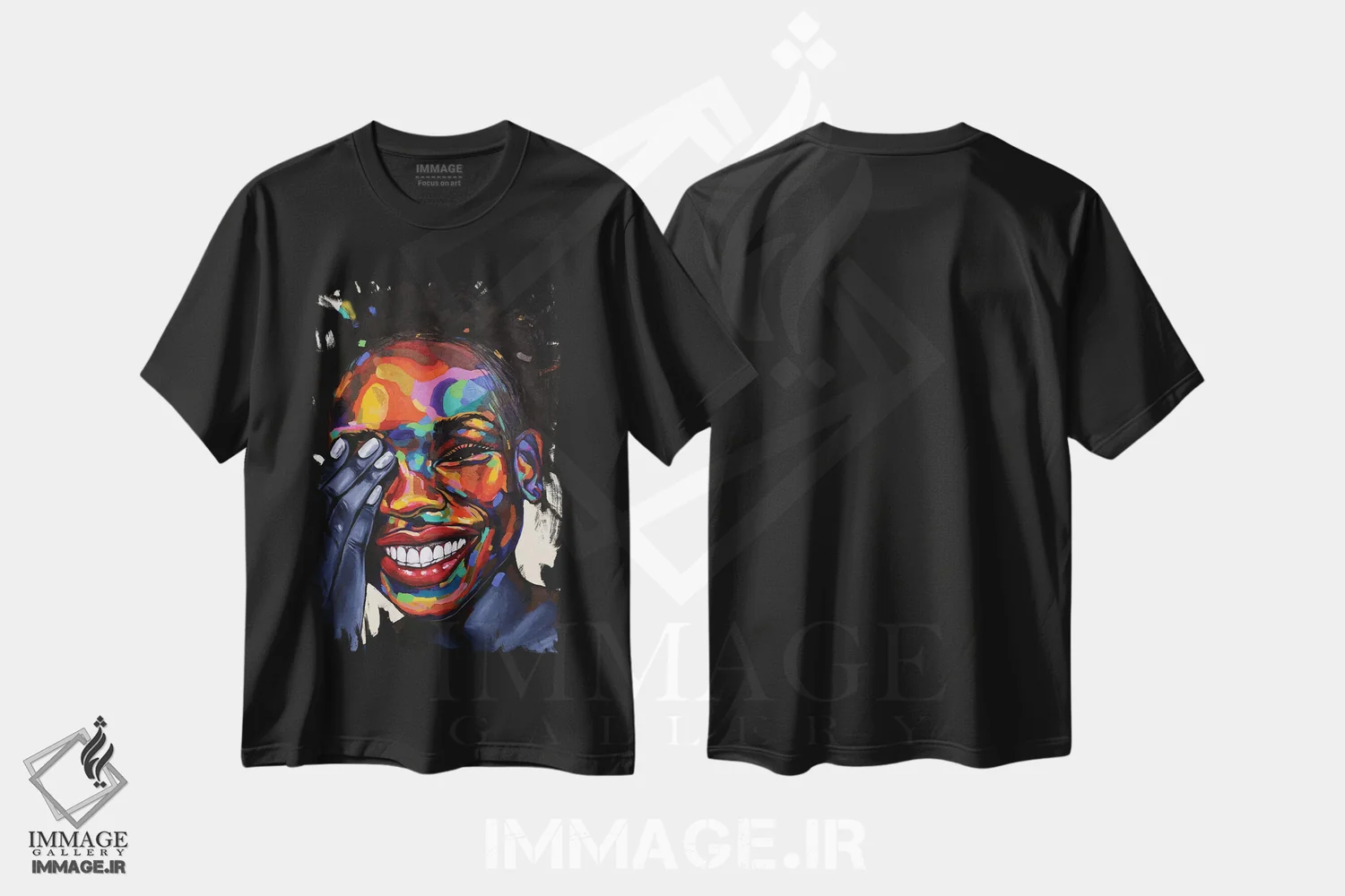 تیشرت مشکی طرح دار سفرهای من II، هنر آمریکایی آفریقایی تبار اثر دامولا آیگبایو | فروشگاه ایماژ