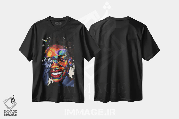 تیشرت مشکی طرح دار سفرهای من II، هنر آمریکایی آفریقایی تبار اثر دامولا آیگبایو | فروشگاه ایماژ