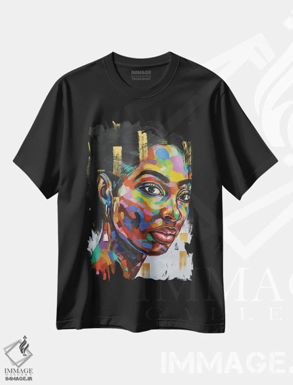 تیشرت مشکی طرح دار هدف از وجود IV، هنر آمریکایی آفریقایی تبار اثر دامولا آیگبایو | فروشگاه ایماژ