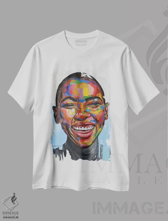 تیشرت سفید طرح دار جشن زندگی VIII، هنر آمریکایی آفریقایی تبار اثر دامولا آیگبایو | immage.ir