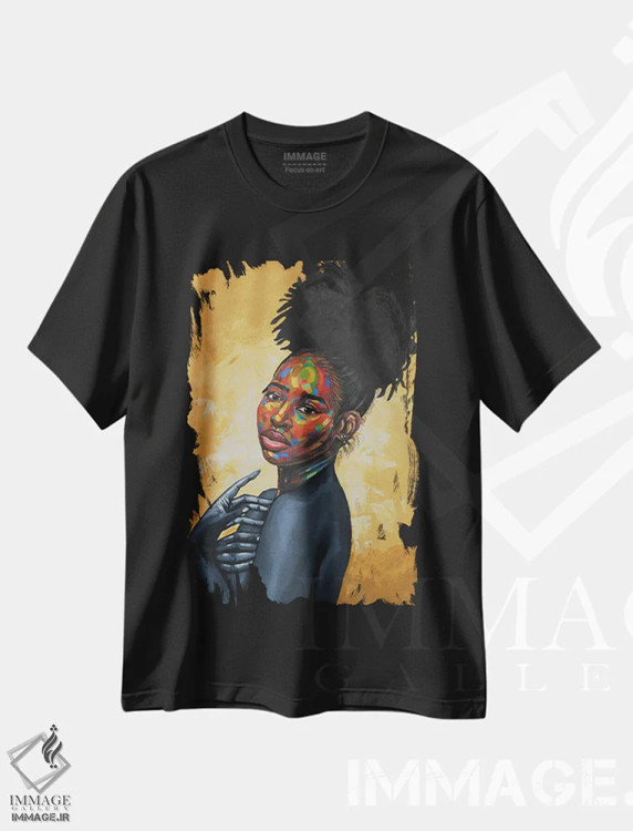 تیشرت مشکی طرح دار انییان انسان III، هنر آمریکایی آفریقایی تبار اثر دامولا آیگبایو | فروشگاه ایماژ