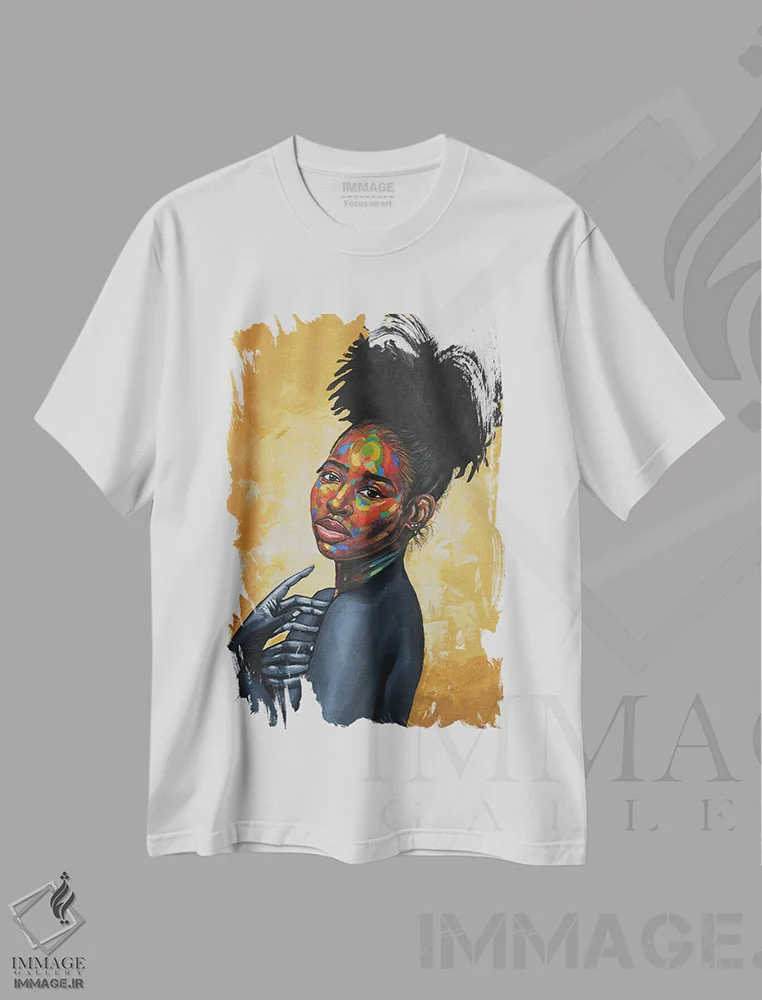 تیشرت سفید طرح دار انییان انسان III، هنر آمریکایی آفریقایی تبار اثر دامولا آیگبایو | immage.ir