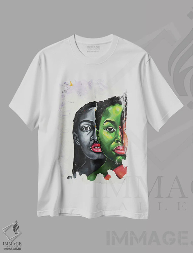 تیشرت سفید طرح دار قدرت در تنوع III، هنر آمریکایی آفریقایی تبار اثر دامولا آیگبایو | فروشگاه ایماژ