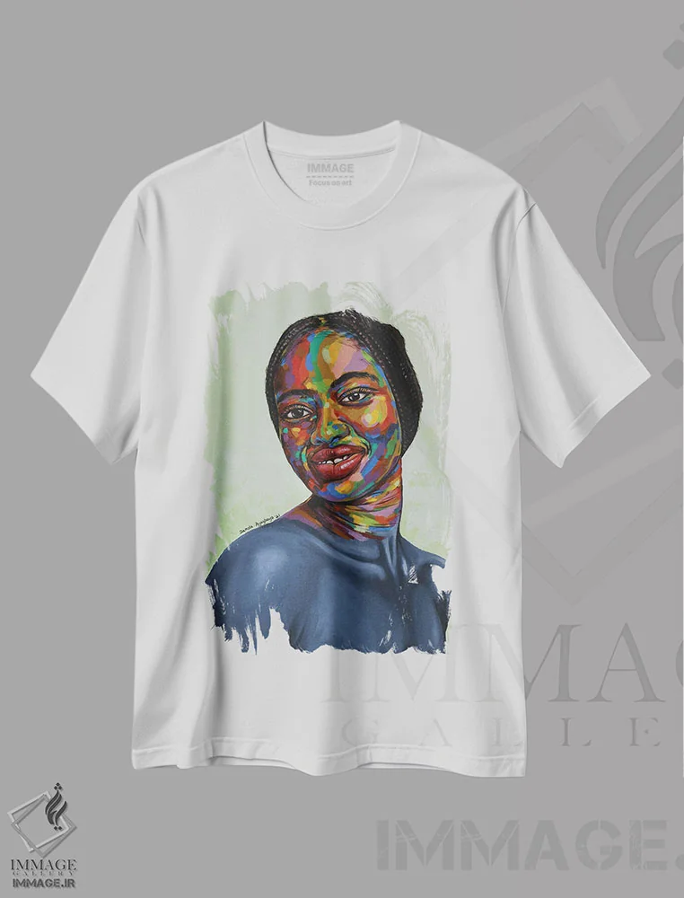 تیشرت سفید طرح دار انییان انسان IV، هنر آمریکایی آفریقایی تبار اثر دامولا آیگبایو | فروشگاه ایماژ