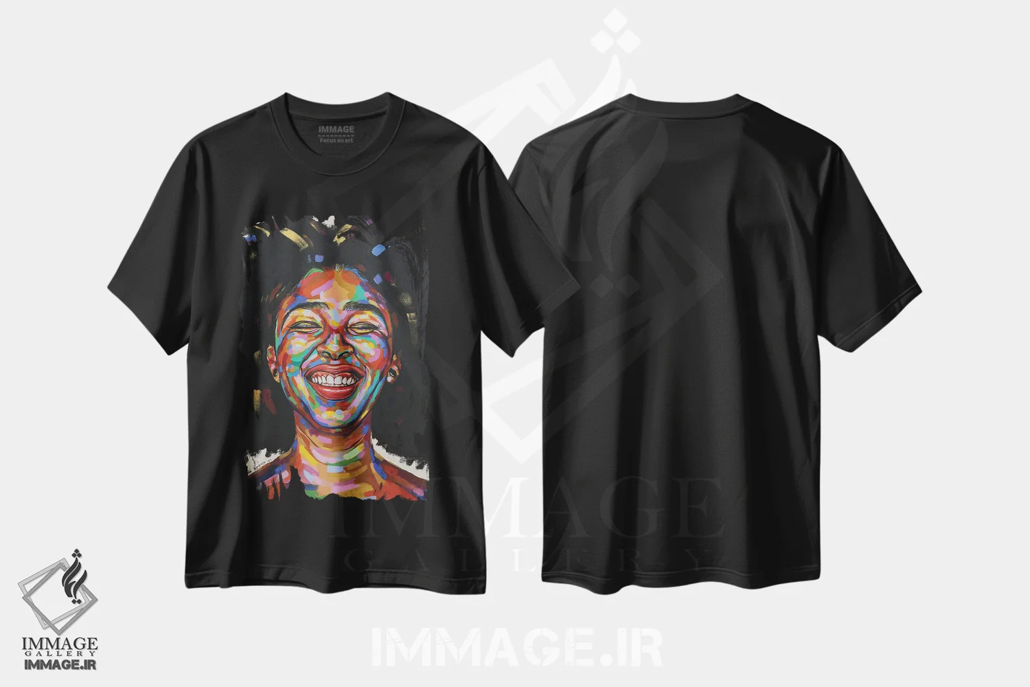 تیشرت مشکی طرح دار جشن زندگی X، هنر آمریکایی آفریقایی تبار اثر دامولا آیگبایو | فروشگاه ایماژ