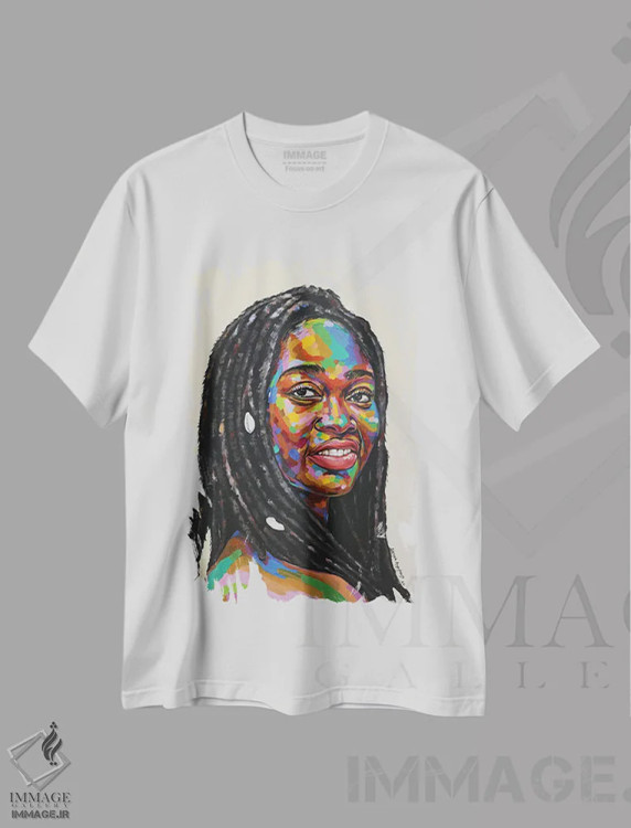 تیشرت سفید طرح دار حالت ذهنی V، هنر آمریکایی آفریقایی تبار اثر دامولا آیگبایو | immage.ir