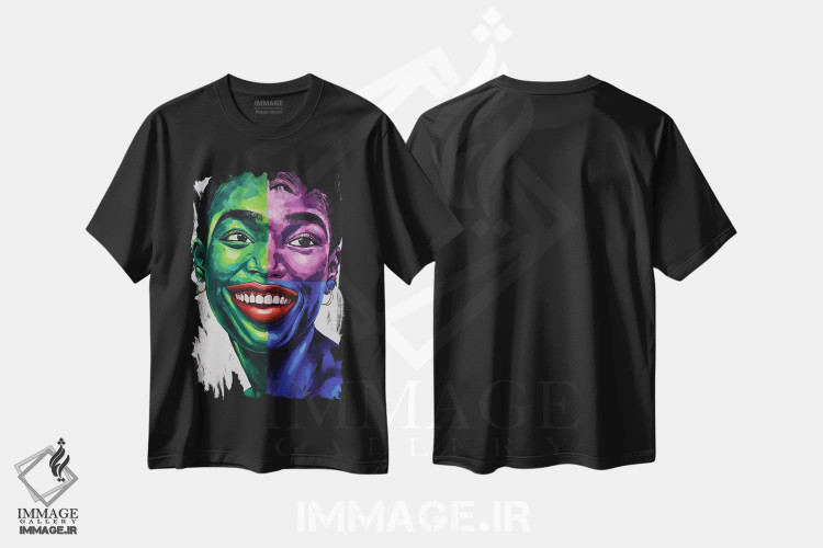 تیشرت مشکی طرح دار سوی دیگر V، هنر آمریکایی آفریقایی تبار اثر دامولا آیگبایو | immage.ir