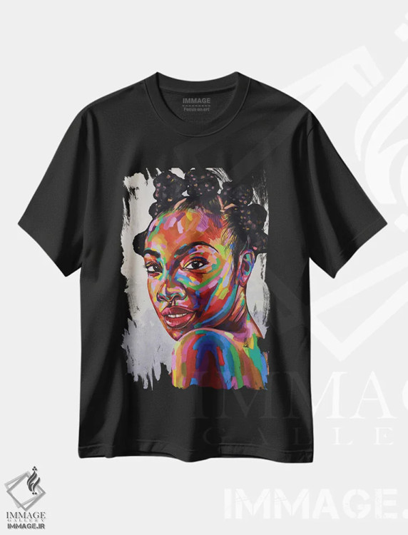 تیشرت مشکی طرح دار انییانV، هنر آمریکایی آفریقایی تبار اثر دامولا آیگبایو | immage.ir
