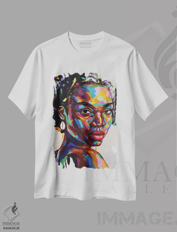 تیشرت سفید طرح دار هدف از وجود IX، هنر آمریکایی آفریقایی تبار اثر دامولا آیگبایو | فروشگاه ایماژ