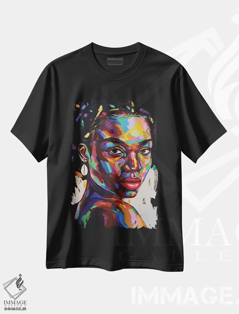 تیشرت مشکی طرح دار هدف از وجود IX، هنر آمریکایی آفریقایی تبار اثر دامولا آیگبایو | immage.ir