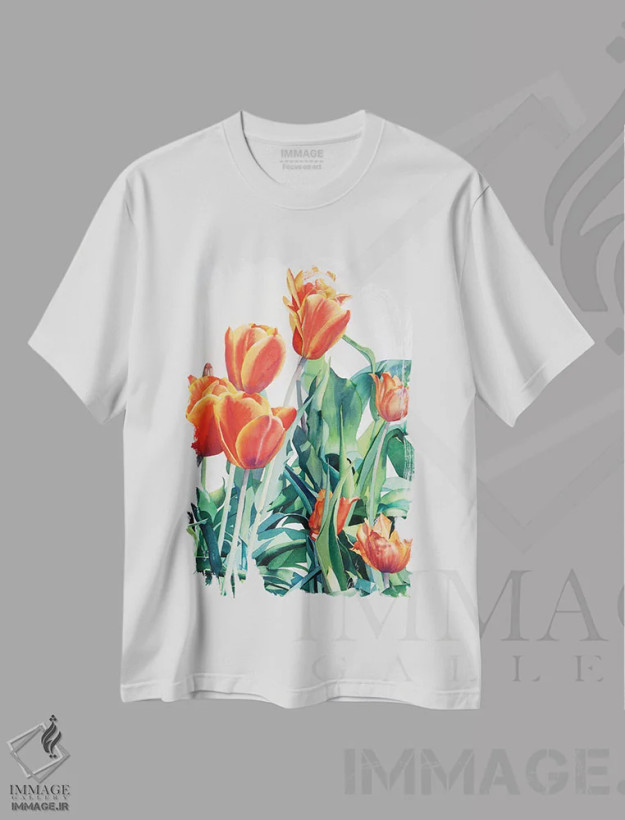تیشرت سفید طرح دار این لاله های دیوانه چه؟، دکور معاصر اثر دیانا میلر-پیرس | فروشگاه ایماژ