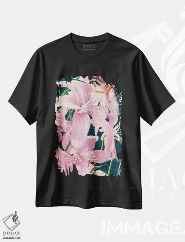 تیشرت مشکی طرح دار شکوه آسیایی - زنبق ببر، دکور معاصر اثر دیانا میلر-پیرس | فروشگاه ایماژ