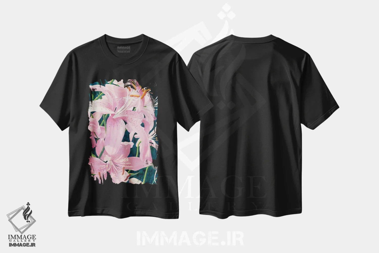 تیشرت مشکی طرح دار شکوه آسیایی - زنبق ببر، دکور معاصر اثر دیانا میلر-پیرس | فروشگاه ایماژ