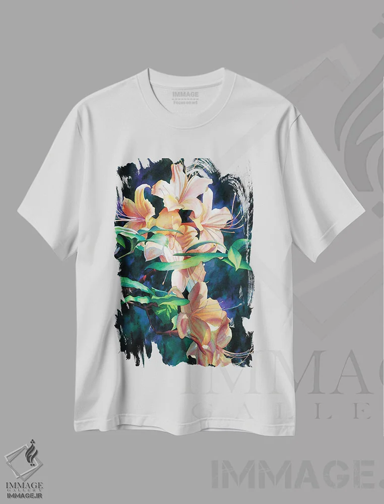 تیشرت سفید طرح دار دوباره بالای تپه، دکور معاصر اثر دیانا میلر-پیرس | فروشگاه ایماژ