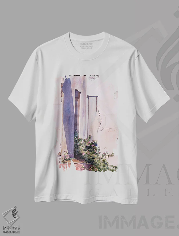 تیشرت سفید طرح دار نور صبحگاهی کارائیب، دکور معاصر اثر دیانا میلر-پیرس | فروشگاه ایماژ