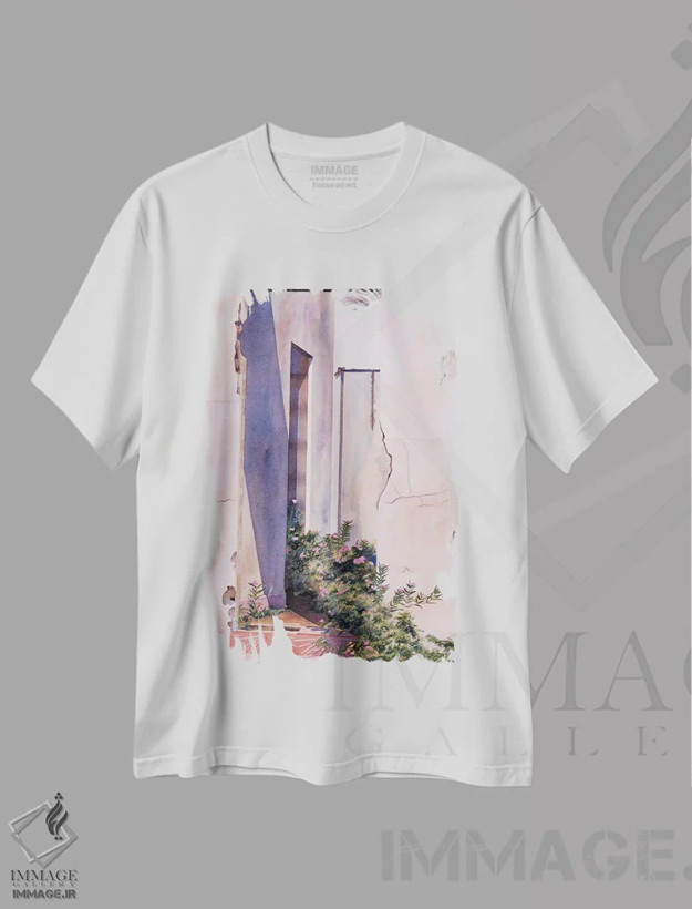 تیشرت سفید طرح دار نور صبحگاهی کارائیب، دکور معاصر اثر دیانا میلر-پیرس | فروشگاه ایماژ