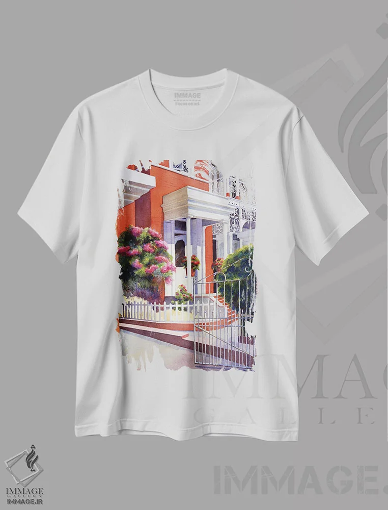 تیشرت سفید طرح دار هتل کارائیب، دکور معاصر اثر دیانا میلر-پیرس | immage.ir