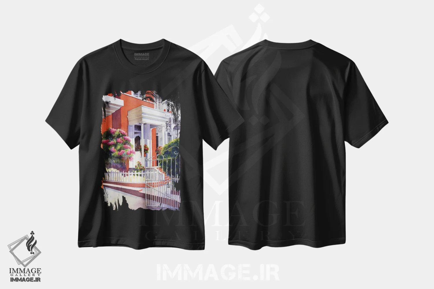 تیشرت مشکی طرح دار هتل کارائیب، دکور معاصر اثر دیانا میلر-پیرس | فروشگاه ایماژ