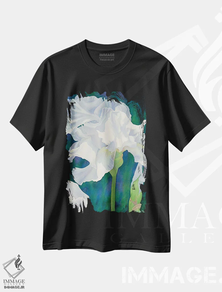 تیشرت مشکی طرح دار بهار زودگذر - گل زنبق، دکور معاصر اثر دیانا میلر-پیرس | immage.ir