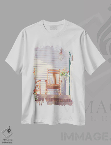 تیشرت سفید طرح دار دوران ساده تر - ایوان جلو، دکور معاصر اثر دیانا میلر-پیرس | فروشگاه ایماژ