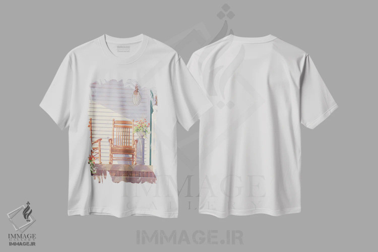 تیشرت سفید طرح دار دوران ساده تر - ایوان جلو، دکور معاصر اثر دیانا میلر-پیرس | فروشگاه ایماژ
