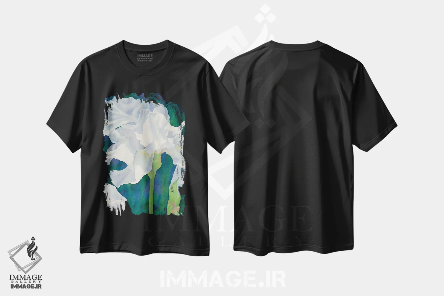 تیشرت مشکی طرح دار بهار زودگذر - گل زنبق، دکور معاصر اثر دیانا میلر-پیرس | immage.ir
