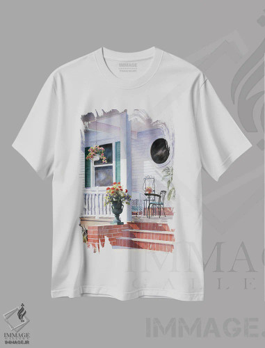 تیشرت سفید طرح دار ایوان فلوریدا، دکور معاصر اثر دیانا میلر-پیرس | فروشگاه ایماژ