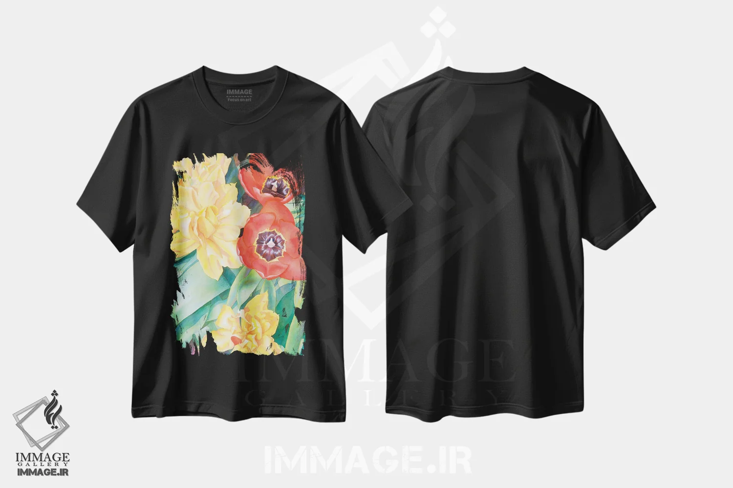 تیشرت مشکی طرح دار درهم تنیده، دکور معاصر اثر دیانا میلر-پیرس | فروشگاه ایماژ