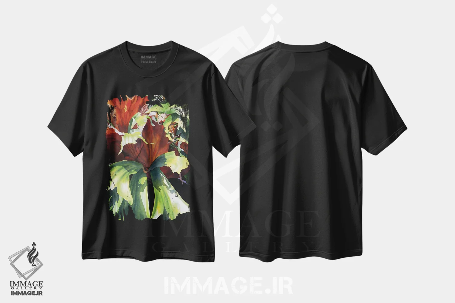 تیشرت مشکی طرح دار تب جامائیکایی، دکور معاصر اثر دیانا میلر-پیرس | فروشگاه ایماژ