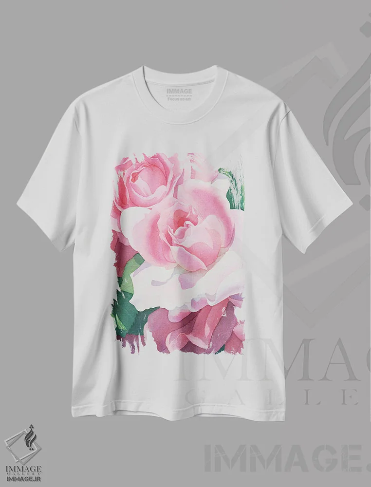 تیشرت سفید طرح دار اجرای افتتاحیه - گل رز، دکور معاصر اثر دیانا میلر-پیرس | فروشگاه ایماژ
