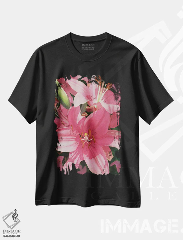 تیشرت مشکی طرح دار شور و نشاط صورتی، دکور معاصر اثر دیانا میلر-پیرس | فروشگاه ایماژ