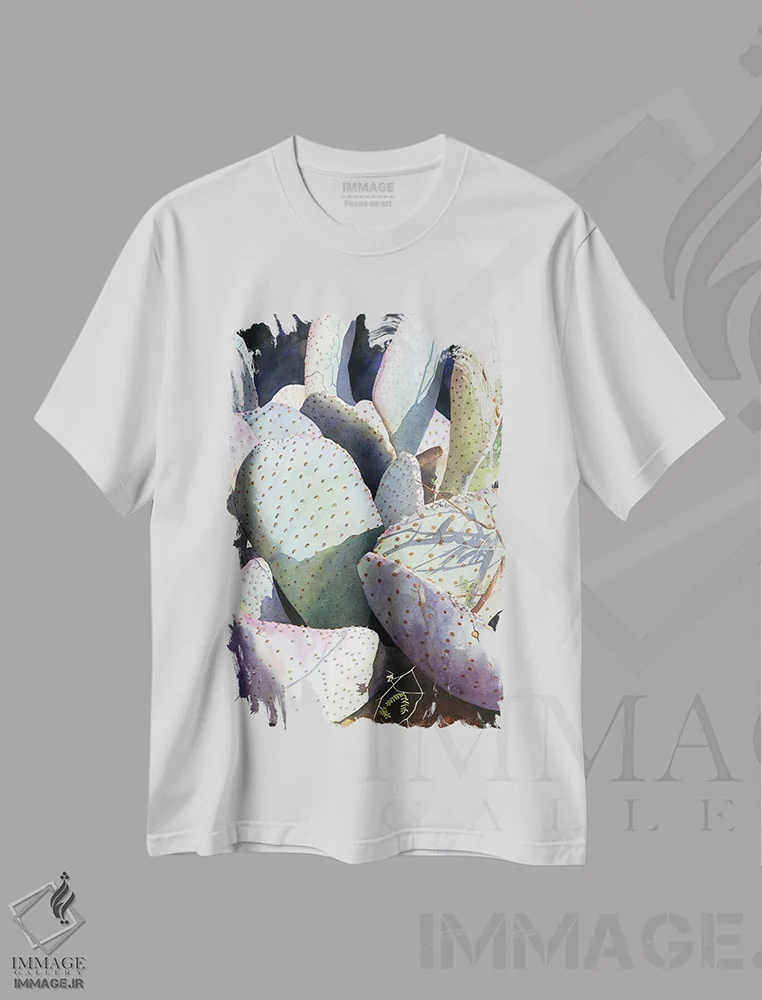 تیشرت سفید طرح دار ریسک یک لمس، دکور معاصر اثر دیانا میلر-پیرس | فروشگاه ایماژ