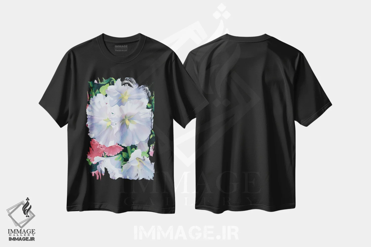 تیشرت مشکی طرح دار قدم زنی - گل های ختمی، دکور معاصر اثر دیانا میلر-پیرس | immage.ir