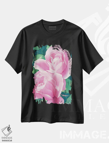 تیشرت مشکی طرح دار تب گل رز، دکور معاصر اثر دیانا میلر-پیرس | فروشگاه ایماژ
