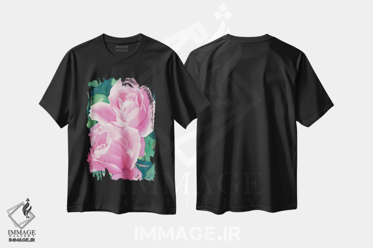 تیشرت مشکی طرح دار تب گل رز، دکور معاصر اثر دیانا میلر-پیرس | فروشگاه ایماژ