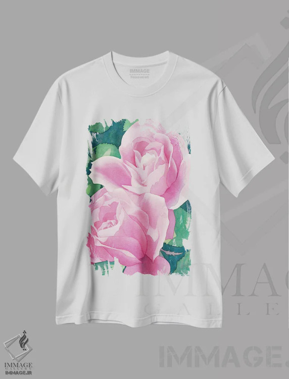 تیشرت سفید طرح دار تب گل رز، دکور معاصر اثر دیانا میلر-پیرس | immage.ir