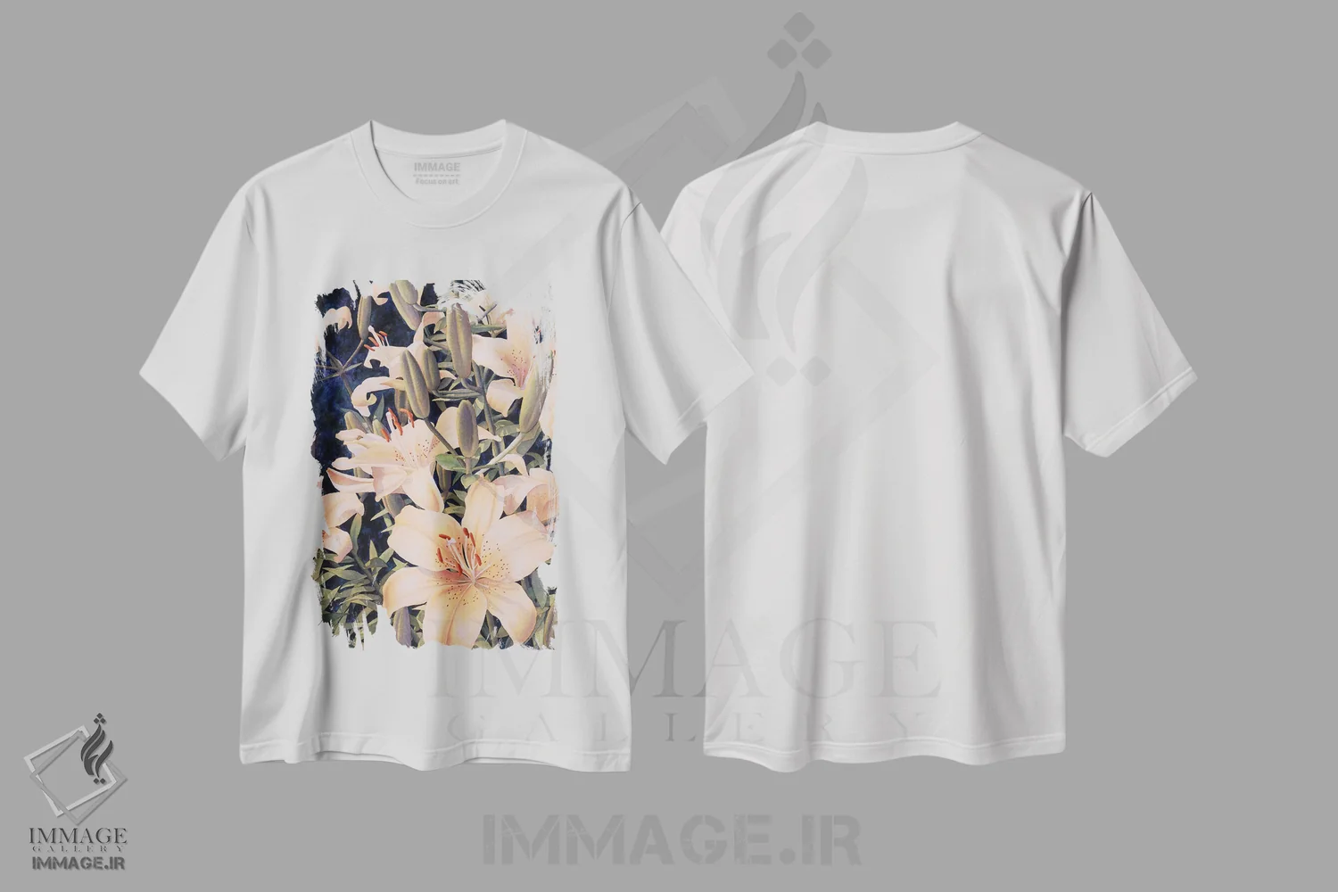 تیشرت سفید طرح دار سایه های کهربا، دکور معاصر اثر دیانا میلر-پیرس | فروشگاه ایماژ