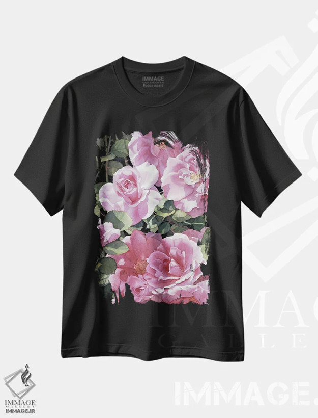 تیشرت مشکی طرح دار سوناتا در صورتی، دکور معاصر اثر دیانا میلر-پیرس | فروشگاه ایماژ