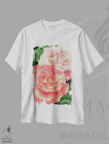 تیشرت سفید طرح دار قلب یک گل رز، دکور معاصر اثر دیانا میلر-پیرس | فروشگاه ایماژ