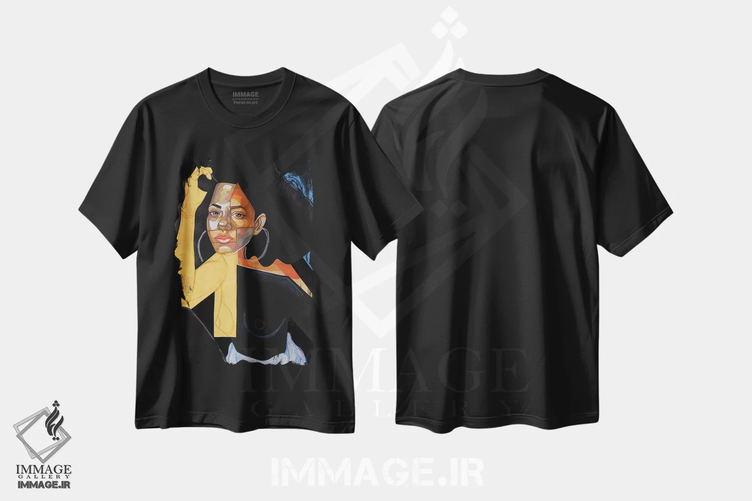 تیشرت مشکی طرح دار پیکاسوی سیاه، هنر آمریکایی آفریقایی تبار اثر دومونیک براون | فروشگاه ایماژ