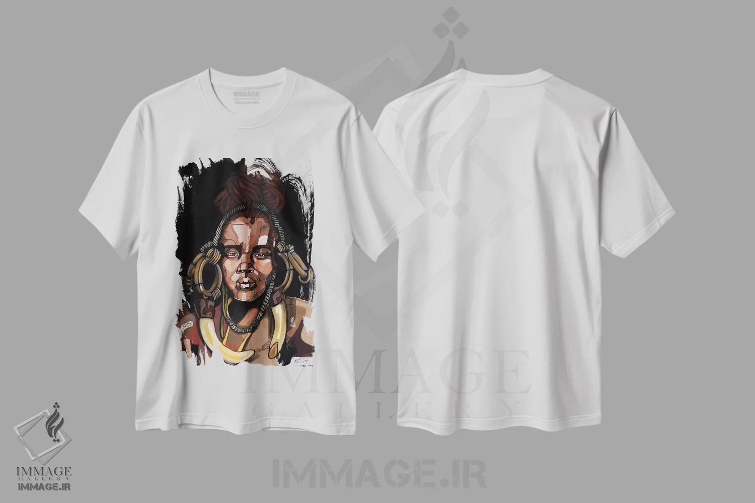 تیشرت سفید طرح دار آفریقا '۹۲، هنر آمریکایی آفریقایی تبار اثر دومونیک براون | فروشگاه ایماژ