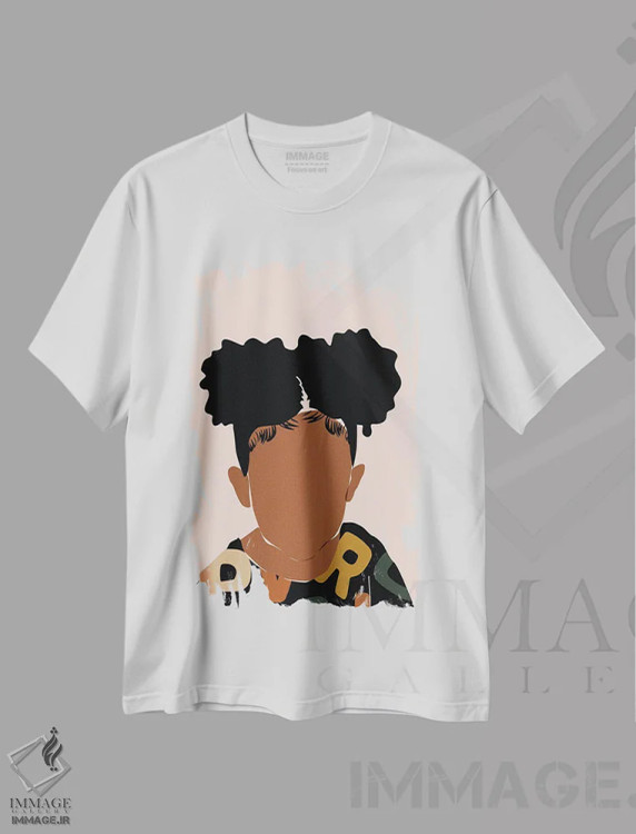 تیشرت سفید طرح دار دو قلنبه، هنر آمریکایی آفریقایی تبار اثر دومونیک براون | immage.ir