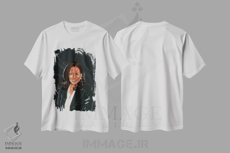 تیشرت سفید طرح دار کامالا هریس، هنر آمریکایی آفریقایی تبار اثر دومونیک براون | immage.ir