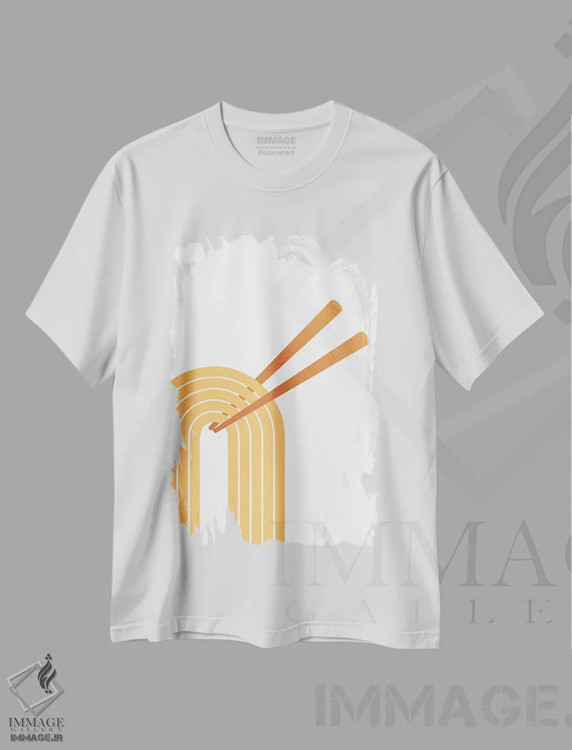 تیشرت سفید طرح دار دو تا برش اثر دومونیک براون | فروشگاه ایماژ